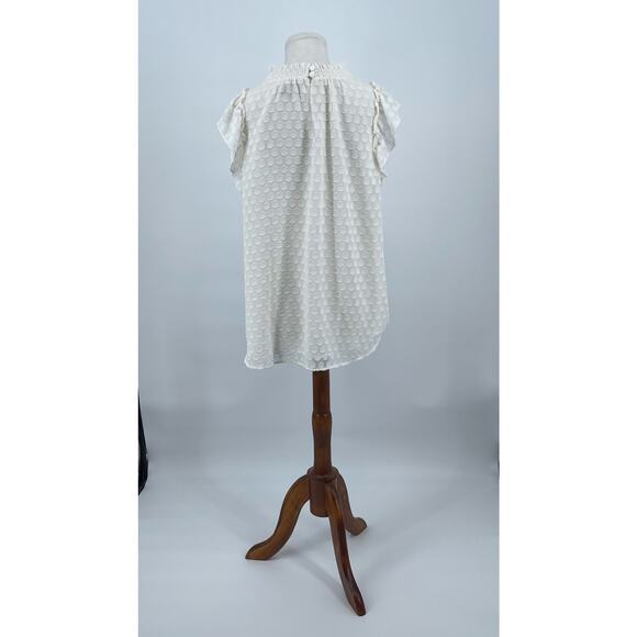 Loft Outlet Cream Polka‎ Dot Sheer Sleeveless Top Romantic Soft - Picture 2 of 6